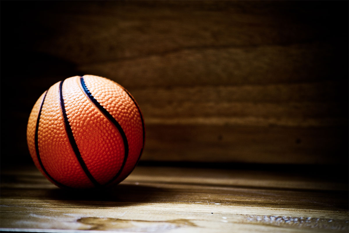 the balls on a wooden floor with light effect